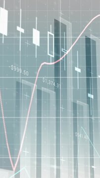 Red graphs moving against financial data processing