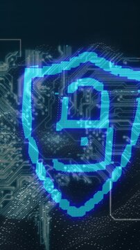 Digital padlock on a shield
