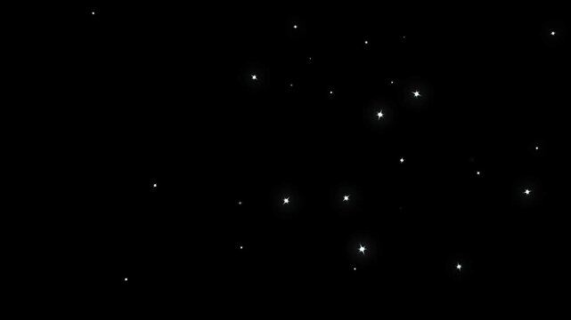 White glittering magic shimmer and particles flare on black background, Ideal for celebrations, awards, or magical videos, shining white particle stars dust, shiny doodle particle swirl. 4k video