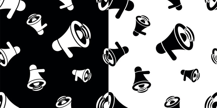 seamless pattern with megaphone on black background