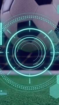 Animation of scope scanning and data processing over playing football