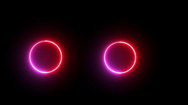 Fire neon light rectangle frame loop animated background. Burning neon lights frame round animation seamless loop, Fire line background live concert wall neon gradient web element