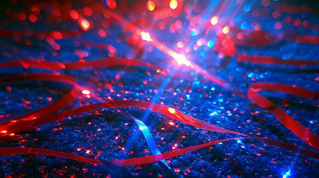 Early 2000s digital camera party background with direct flash and metallic streamers
