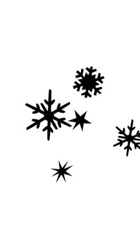 Animation of multiple black snowflakes moving on white background