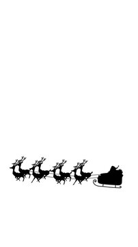 Animated silhouette of Santa in sleigh highlights Christmas tradition.
