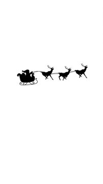 Animated Santa silhouette in sleigh with reindeers celebrates Christmas tradition.