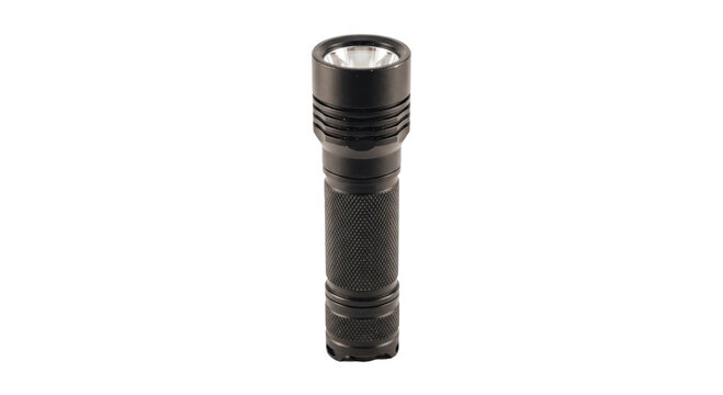 Durable black metal flashlight with textured grip for outdoor adventures