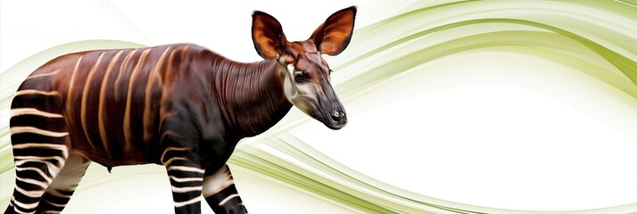 Naklejka premium Okapi Animal with Striped Coat Walking in Nature