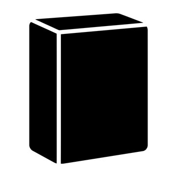 Black box container package product mockup vector icon with simple black
