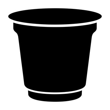 Disposable plastic cup container food packaging silhouette vector icon