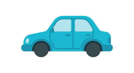 Obraz premium Turquoise sedan illustration depicts a simplified four door passenger vehicle on a white background