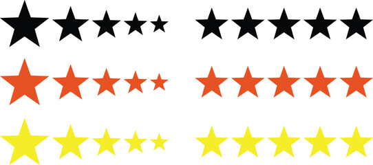 Fototapeta premium Five Star Rating Symbols in Black, Orange, and Yellow