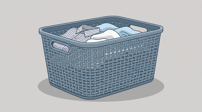 laundry basket with clothes illustration