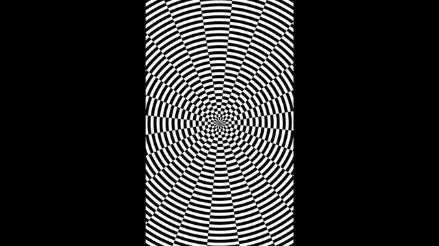 Abstract Optical Illusion: Concentric Circles Pattern Animation with Black Background