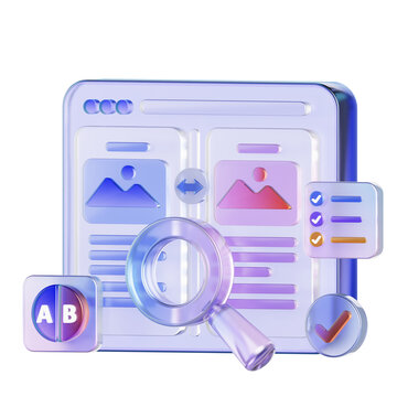 3D AB Testing Concept Illustration
