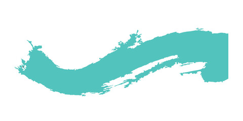 Obraz premium cyan turquoise paint brush stroke isolated on white background wave teal acrylic swab dry brush vector element design
