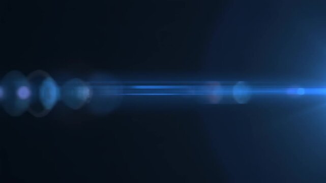 Blue anamorphic lens flare overlay, cinematic light leaks for motion abstract glowing background effect