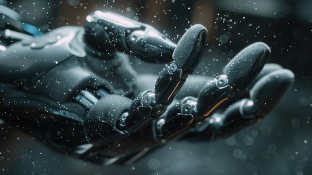 Robotic hand with ceramic component in ultrarealistic shot Canon EOS R5 50mm f14