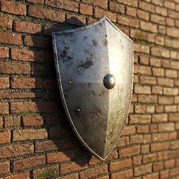 Weathered Steel: A 3D Rendered Shield