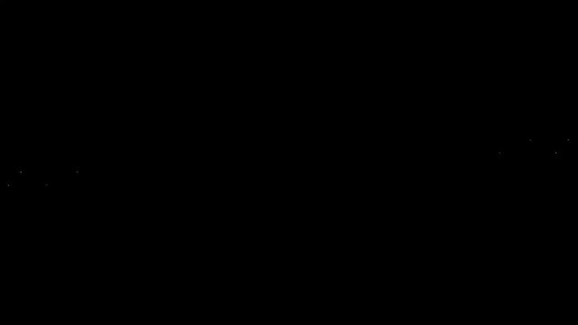 White glitter sparkles trail animation on black screen background 4k video. Glittering stars line glowing sparkle trail animation, shimmering white starlight trails, , pixie dust path doodle animation