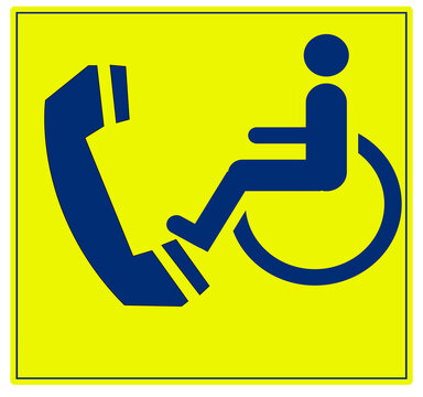 clipart panneau acc&egrave;s t&eacute;l&eacute;phone pour handicap&eacute;s, PNG fond transparent