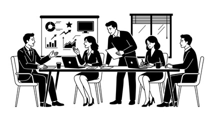 Fototapeta premium Colleagues having meeting business icon