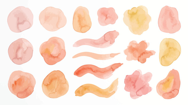 Pastel Watercolor Splashes and Brush Strokes Vector Collection
