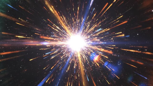 Cosmic supernova explosion background: hyperspace warp speed light trails and radiant starburst energy