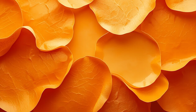 A vibrant and colorful close-up of sliced cheese or fruit arranged in a pattern