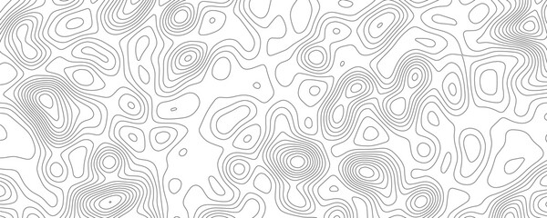 Naklejka premium Topographic map contour lines, abstract black and white pattern with wavy organic linear structures