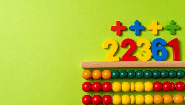 Playful abacus with numbers and math symbols