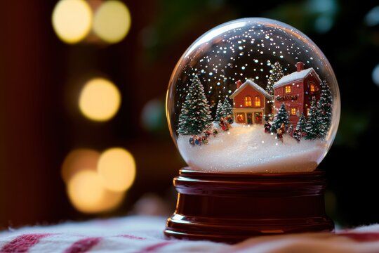 When shaken the snow globe released a soft chime for a merry christmas and xmas holiday event card greeting