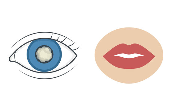 Stylized Graphic Illustration Featuring A Close Up Blue Eye And Red Lips Icon Design