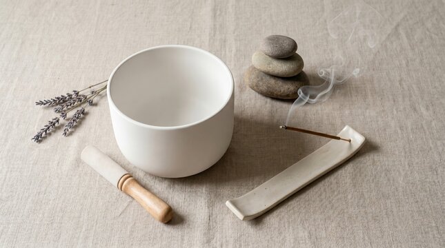 Spa wellness essentials arranged on neutral linen surface