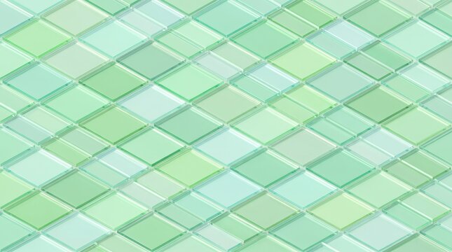 Isometric glass tiles in mint green gradient pattern