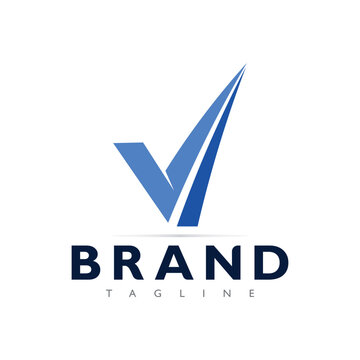 Corporate Logo with Checkmark and V Letter for Verified Services