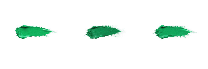 Fototapeta premium Set Vibrant Green Makeup Lipstick Or Paint Smear Stroke Collection Cosmetic Swatch Sample Beauty Product Texture Makeup Art Tone Shade Pigment Palette Color