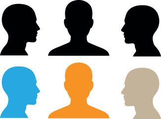 Fototapeta premium Human profile silhouette vector illustration with diverse colors for identity and social projects.