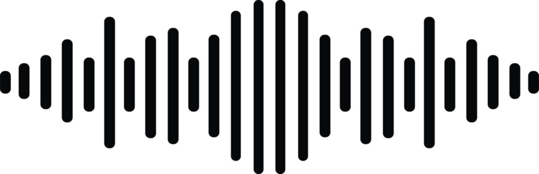 Audio wave sound icon isolated on transparent background. Sound wave visualization sign for web, app design 