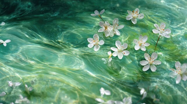 Charming close-up of water with flowers.