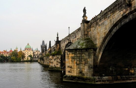 Charles Bridge spanning the Vltava River in Prague