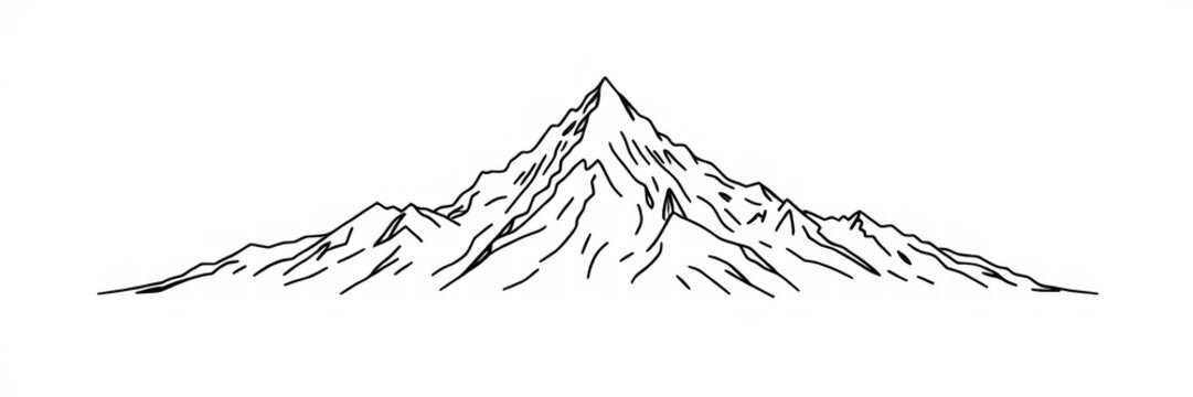 Minimalist mountain peak line art