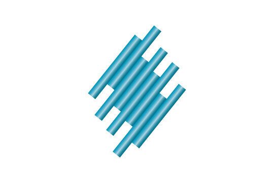 Modern Abstract Teal Blue Geometric Bar Pattern on White Background