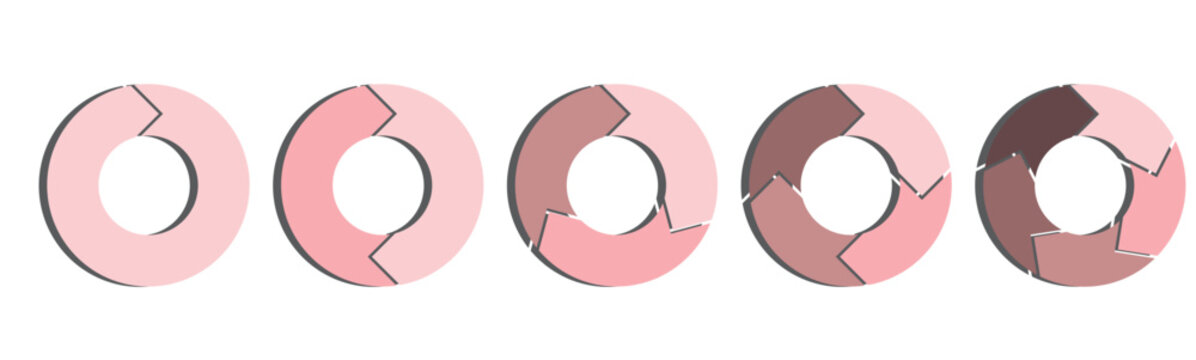 Circle arrows icon set. Rotation round cycle scheme process template 1, 2, 3, 4 , 5parts. infographic, Template for cycling diagram, graph, cycle diagram, presentation.