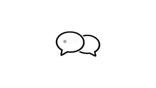 Two chat bubbles appear with typing dots animation, white screen
