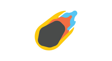 Flaming meteorite with yellow trails is depicted in a flat vector illustration © Lamiya Khanom