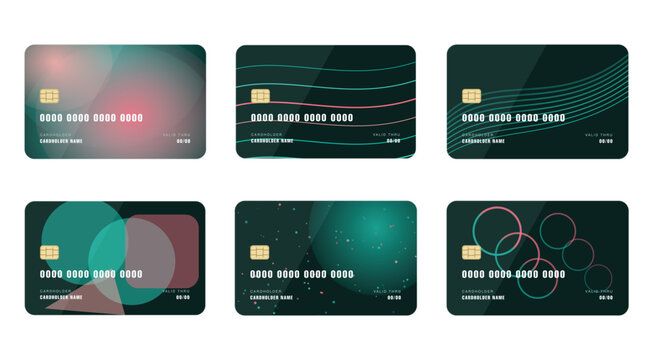 Modern Abstract Credit Card Design Template Collection with Colorful Geometric Patterns