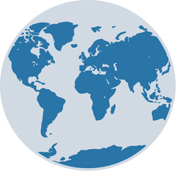 Fototapeta premium Stylized flat map of the world in a circular frame with a gradient background for global design projects.