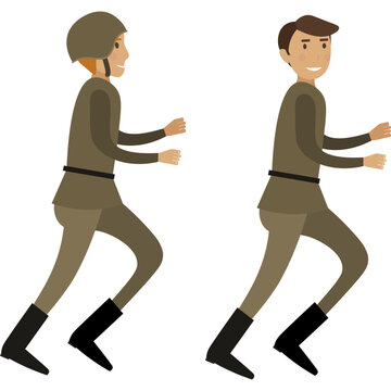 Military infantry running to attack vector icon