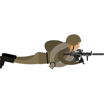Man soldier with sniper rifle vector icon
